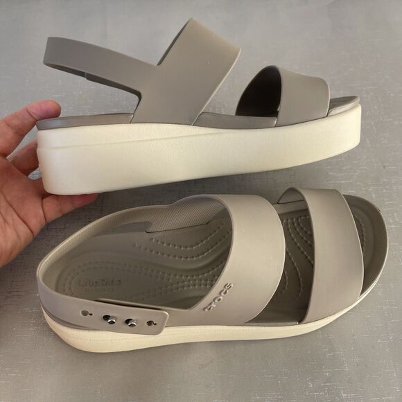 CROCS Brooklyn Platform Sandal Chunky Y2K Beige Tan Women's Size 8 - Picture 7 of 13